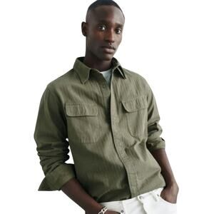 AYR The Alpha long sleeve medium weight snap front woven stripe shirt mens sz XL